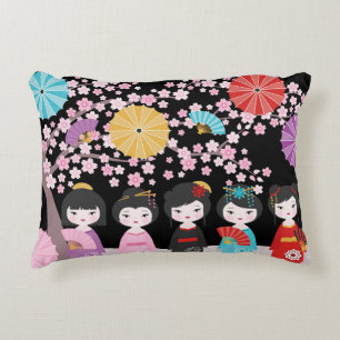 Japans Kokeshi Dolls Black Accent Kussen