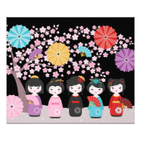 Japans Kokeshi Dolls Black