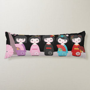 Japans Kokeshi Dolls Black Lichaamskussen