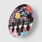Japans Kokeshi Dolls Black Ronde Klok (Hoek)