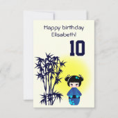 Japans kokeshi pop bamboe meisje kids verjaardag kaart (Voorkant)