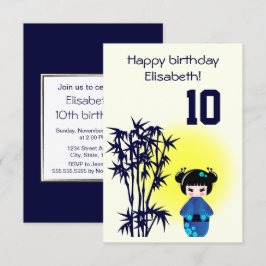 Japans kokeshi pop bamboe meisje kids verjaardag kaart