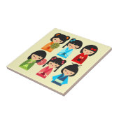 Japans kokeshi-pop tegeltje (Zijkant)