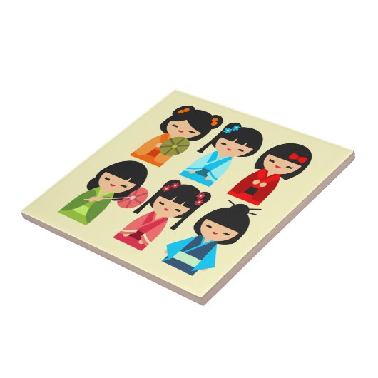 Japans kokeshi-pop tegeltje (Zijkant)