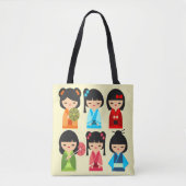 Japans kokeshi-pop tote bag (Voorkant)