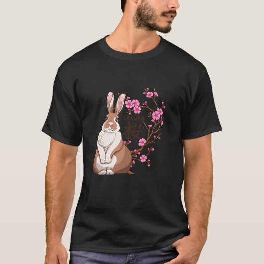 Japans Konijn Sakura Kersenbloesem Bloemen Bomen T-shirt (Voorkant)