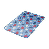 Japans konijnenblad, blauw met rood en wit badmat (Gekanteld)
