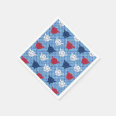 Japans konijnenblad, blauw met rood en wit servetten (Hoek)