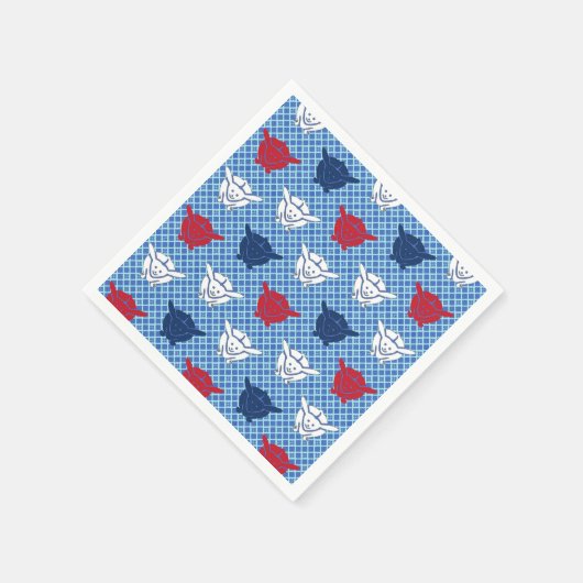 Japans konijnenblad, blauw met rood en wit servetten (Hoek)