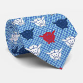 Japans konijnenblad, blauw met rood en wit stropdas (Opgerold)