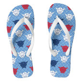 Japans konijnenblad, blauw met rood en wit teenslippers (Voetbed)