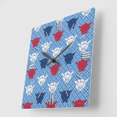 Japans konijnenblad, blauw met rood en wit vierkante klok (Hoek)