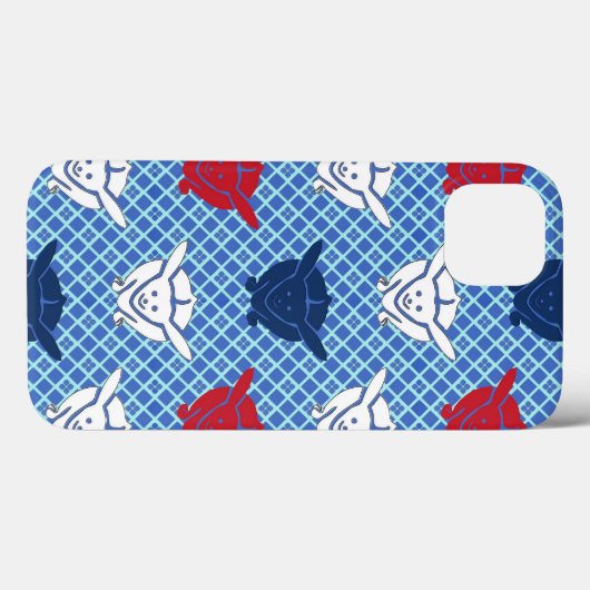 Japans konijnenblad, groen, blauw en wit Case-Mate iPhone case (Achterkant (horizontaal))