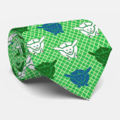 Japans konijnenblad, groen, blauw en wit stropdas (Opgerold)