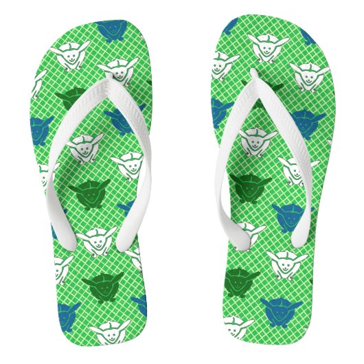 Japans konijnenblad, groen, blauw en wit teenslippers (Voetbed)
