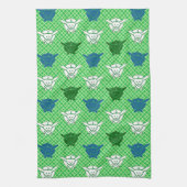 Japans konijnenblad, groen, blauw en wit theedoek (Verticaal)