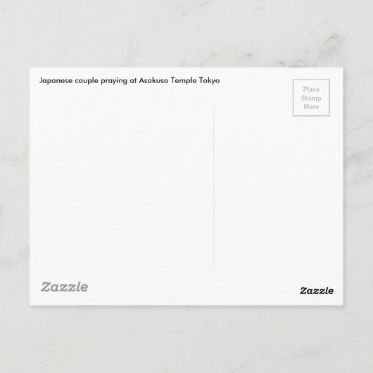 Japans koppel bidden in Asakusa Temple, Tokio Briefkaart (Achterkant)