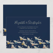 Japans kraan  blauwe bruiloft save the date (Voorkant / Achterkant)