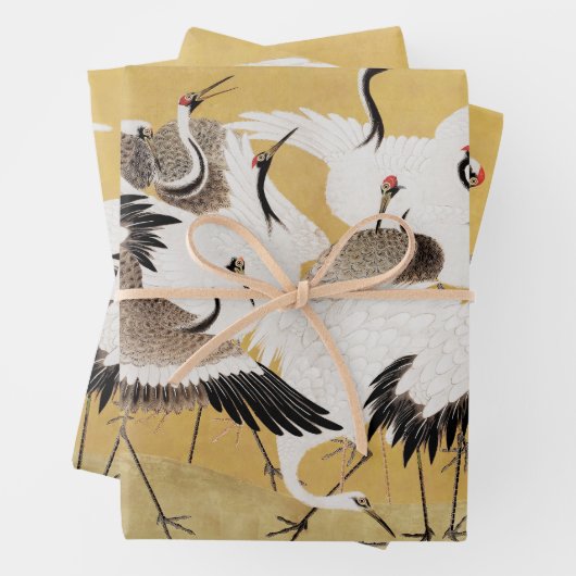  japans kraan vogel koppels inpakpapier vel (In situ)