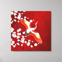 Japans kraan White Cherry Blossom Red