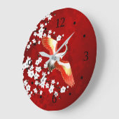 Japans kraan White Cherry Blossom Red Grote Klok (Hoek)