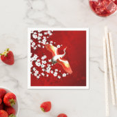 Japans kraan White Cherry Blossom Red Servet (Insitu)