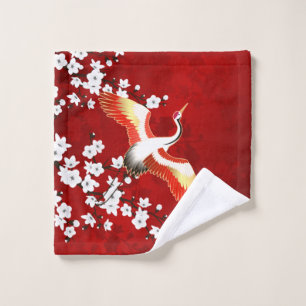 Japans kraan White Cherry Blossom Red Washandje