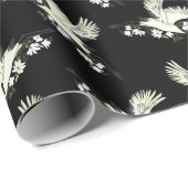 Japans kraankimono traditioneel zwart wit cadeaupapier (Rol Hoek)