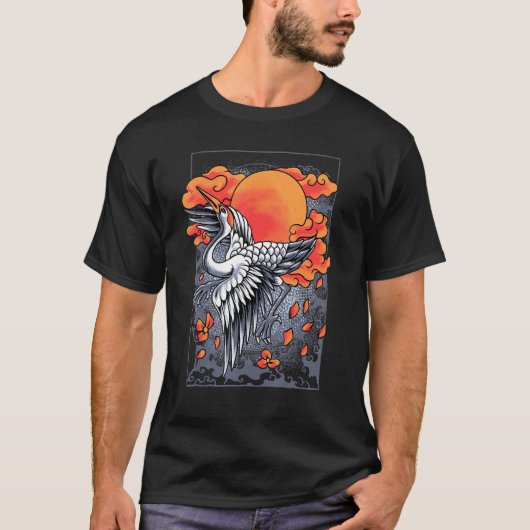 Japans kraankruid met Cherry Blossom T-shirt (Voorkant)