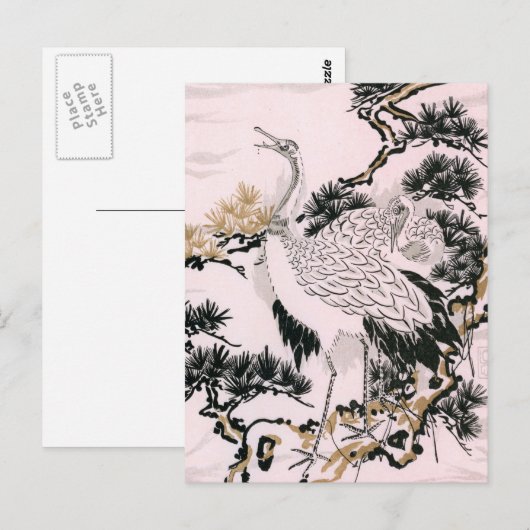 Japans kraanontwerp briefkaart (Voorkant / Achterkant)