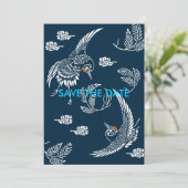 Japans kraanpaar save the date (Staand voorkant)