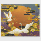 Japans kraanvogel met kleurrijke hemelillustratie cadeaupapier (Vlak)