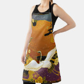 Japans kraanvogel met kleurrijke hemelillustratie schort (Insitu)