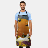 Japans kraanvogel met kleurrijke hemelillustratie schort (Gedragen)