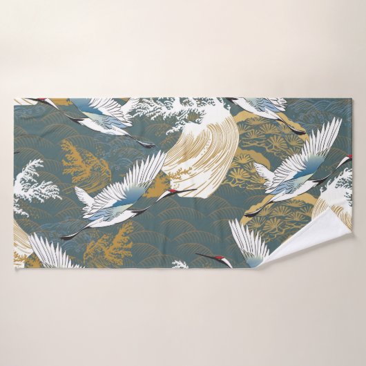 Japans  kraanvogelpatroon badhanddoek (Badhanddoek)