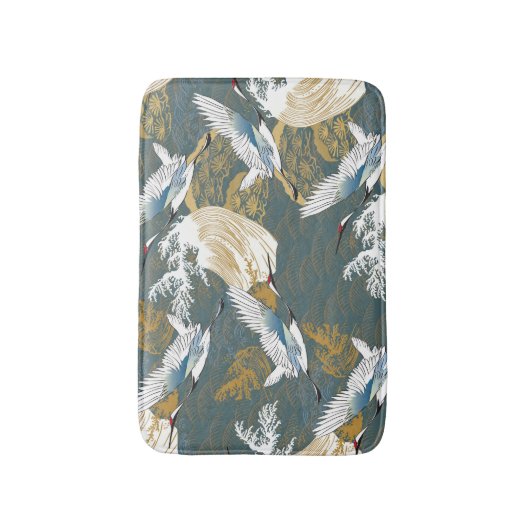 Japans  kraanvogelpatroon badmat (Voorkant Verticaal)