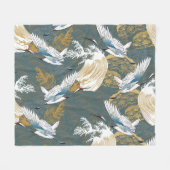 Japans  kraanvogelpatroon fleece deken (Voorkant (Horizontaal))