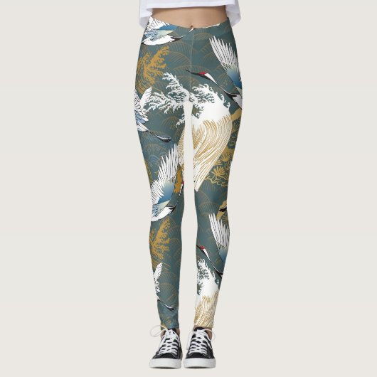 Japans  kraanvogelpatroon leggings (Voorkant)