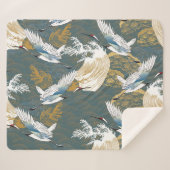 Japans  kraanvogelpatroon sherpa deken (Voorkant (horizontaal))