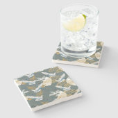 Japans  kraanvogelpatroon stenen onderzetter (Zijkant)