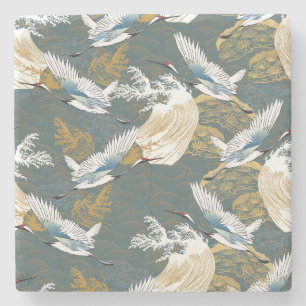 Japans  kraanvogelpatroon stenen onderzetter