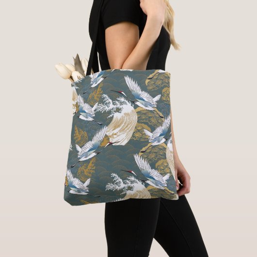 Japans  kraanvogelpatroon tote bag (Dichtbij)