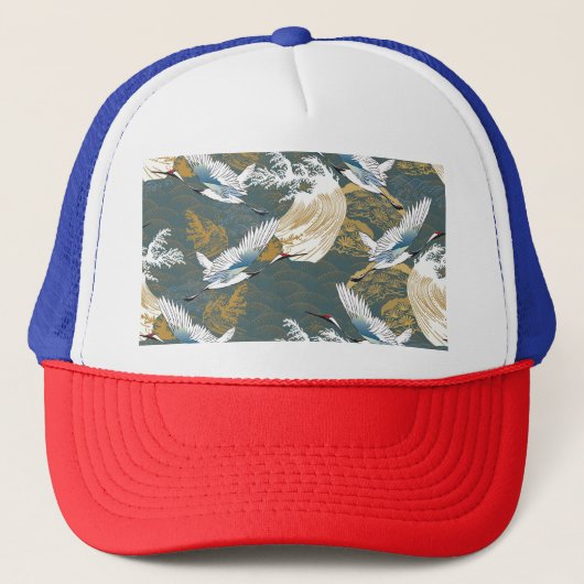 Japans kraanvogelpatroon trucker pet (Voorkant)