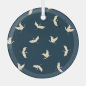 Japans kranen silhouet patroon glas ornament (Voorkant)