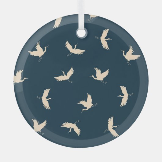 Japans kranen silhouet  patroon glas ornament (Voorkant)