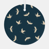 Japans kranen silhouet  patroon glas ornament (Achterkant)