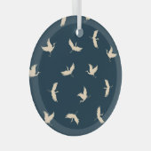 Japans kranen silhouet  patroon glas ornament (Voorkant Rechts)