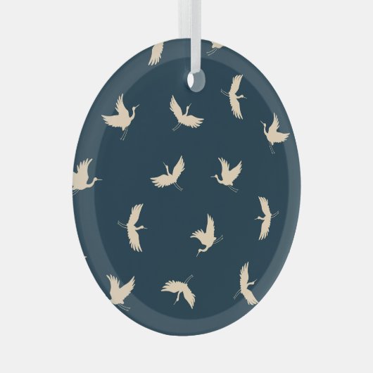 Japans kranen silhouet patroon glas ornament (Voorkant Rechts)