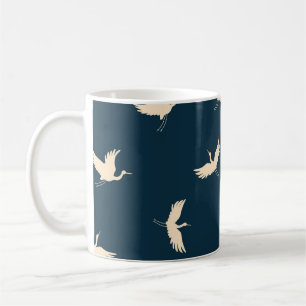 Japans kranen silhouet patroon koffiemok