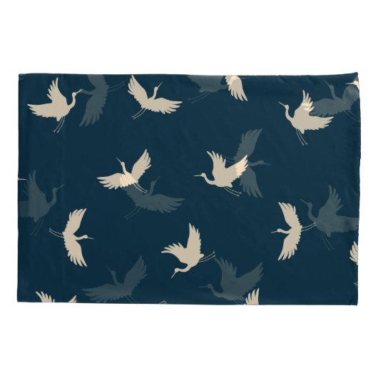 Japans kranen silhouet  patroon kussensloop (Achterkant)